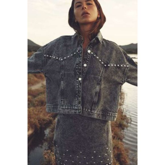 ZARA STUDDED Z1975 DENIM JACKET - Picture 4 of 9